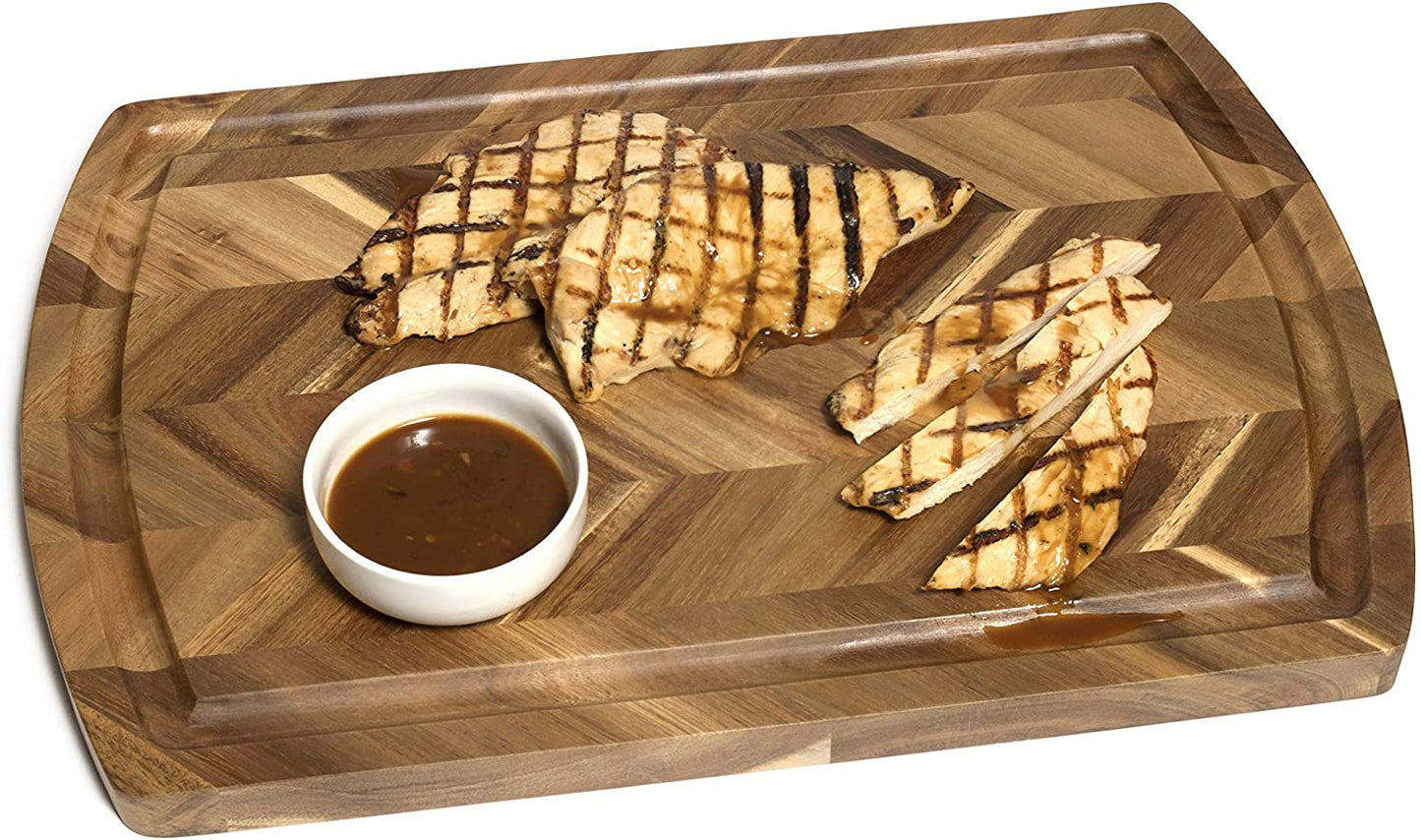 Engraved Acacia Herringbone Cutting Board