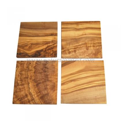 Engraved Olive Wood Coaster Set (4pcs)