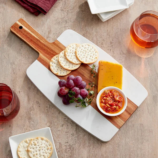 Engraved Acacia and Marble Charcuterie Board