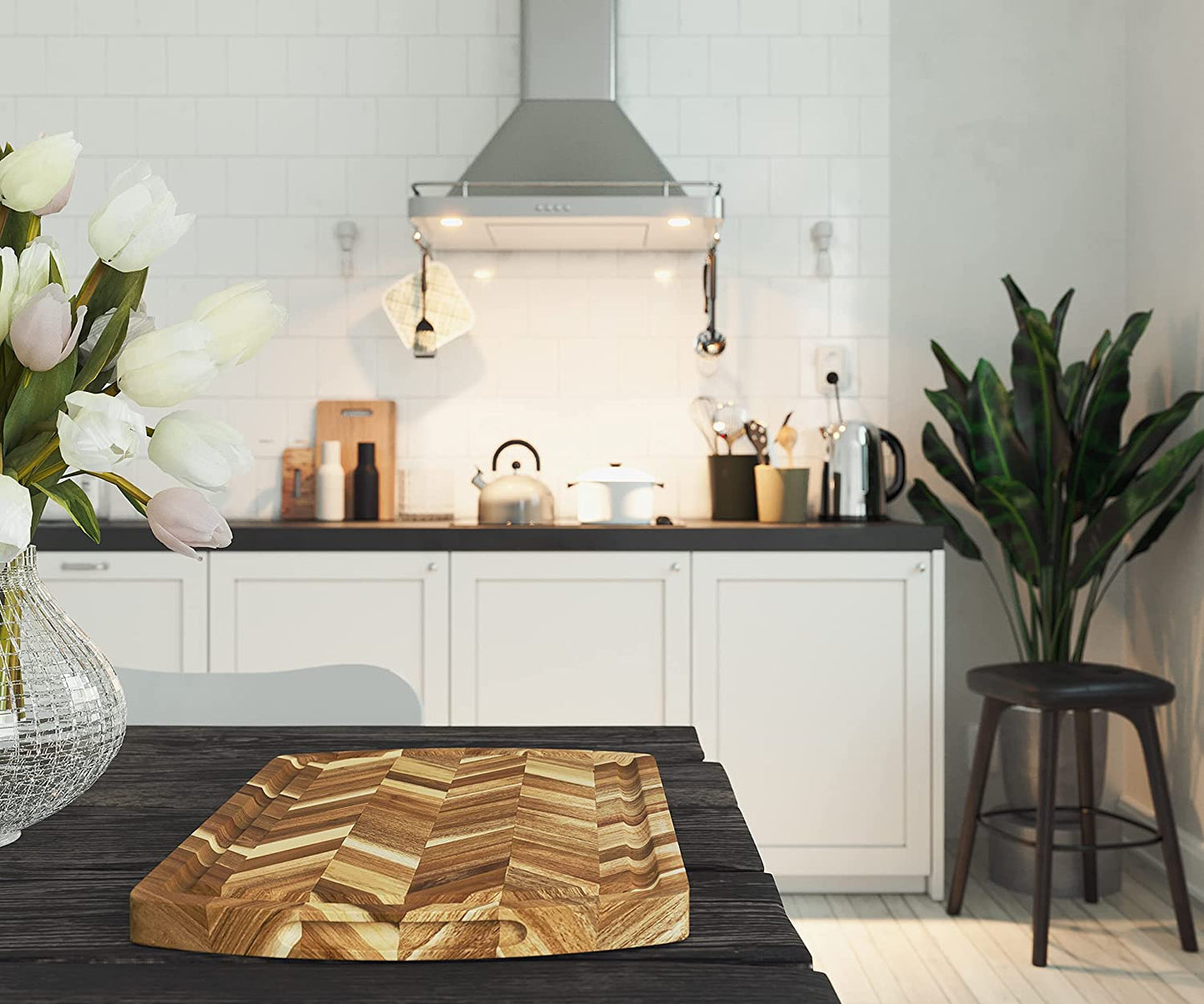 Engraved Acacia Herringbone Cutting Board