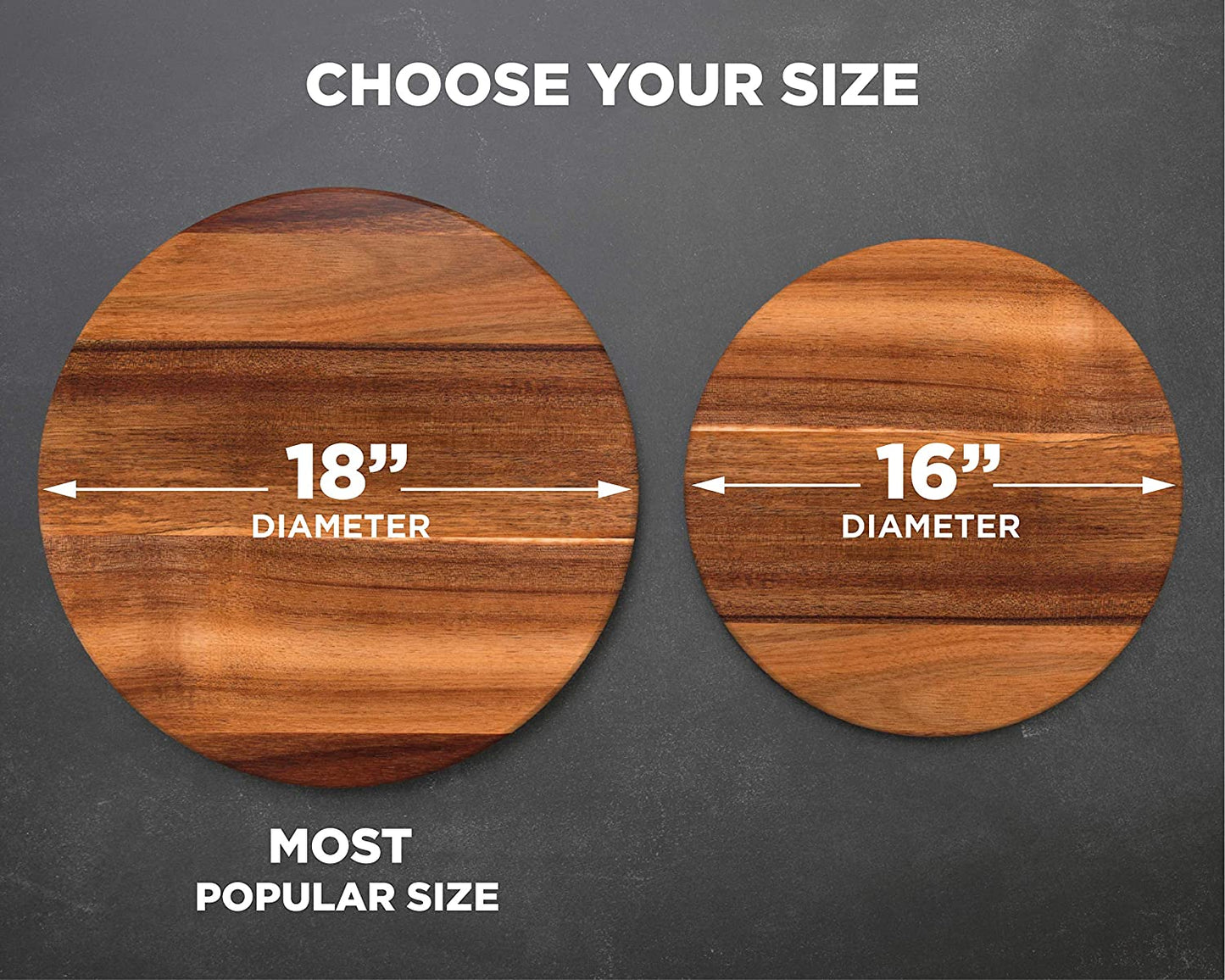 Engraved 16" or 18" Acacia Lazy Susan