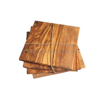 Engraved Olive Wood Coaster Set (4pcs)