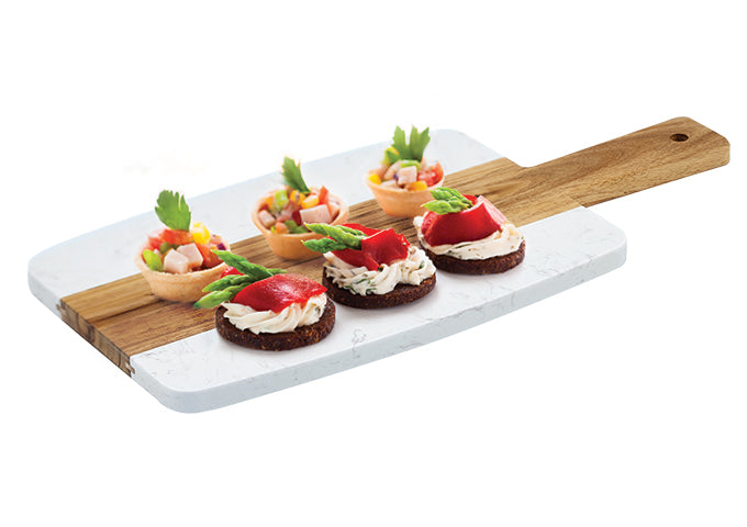 Engraved Acacia and Marble Charcuterie Board